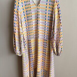 Stine Goya Nini Midi V-Neck Multi Color Dress EUC w/Pockets! Small